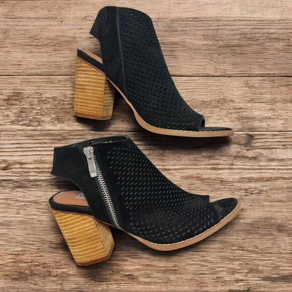 Steve Madden Abigail Open Toe Block Heel Sandal Size 7M Black and Brown - Picture 2 of 7